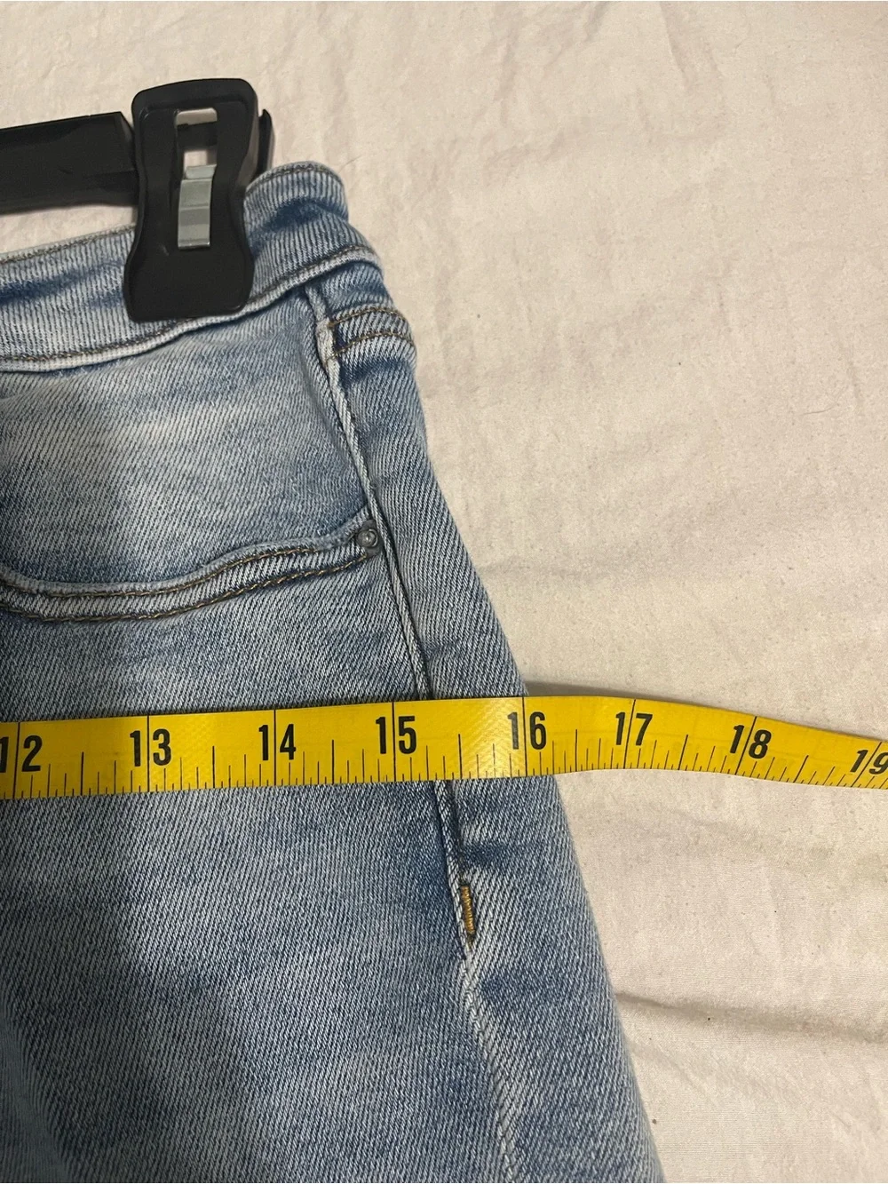 Aqua Light Blue High-Rise Button-Fly Jean Shorts